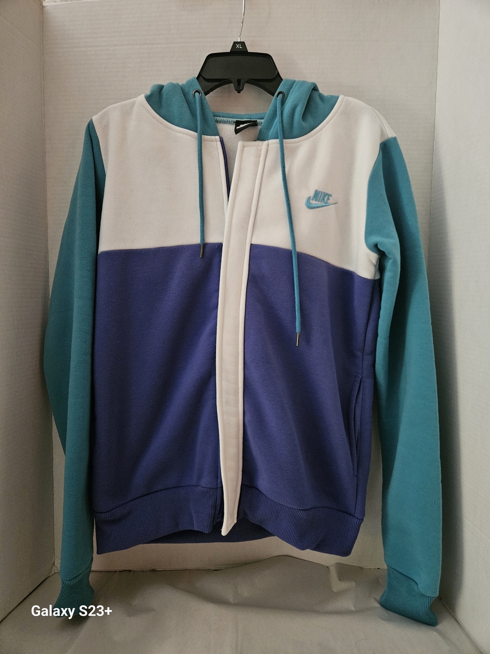 Nike Women's Colorblock Hoodie Jacket in Teal, Purple & White
